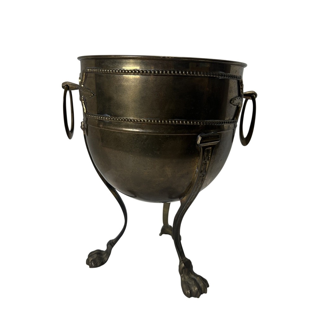 MCM Brass Footed Champagne Bucket Urn Cauldron Planter Vintage W/ Patina/ Moody